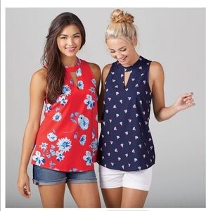 Mud Pie Beverly Swing Top Red Floral size Small